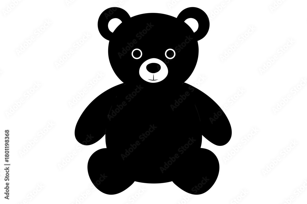 Naklejka premium teddy bear silhouette vector illustration, teddy bear black symbol, bear icon