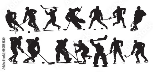 ice hockey player silhouettes icon logo illustration vector illustration