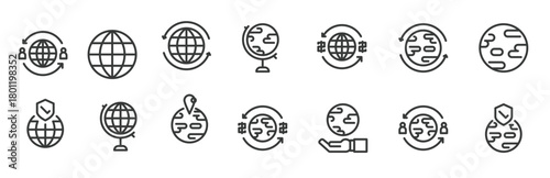 Global related icon set.Vector illustration
