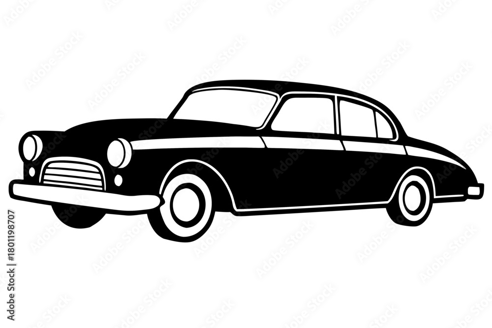 Obraz premium retro car outline vector, vintage car line art icon