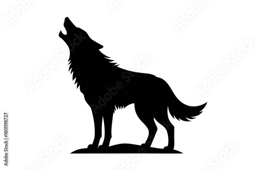 wolf howling black silhouette vector, wolf black symbol, wolf isolated
