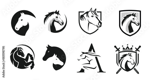 horse set vector illustration.