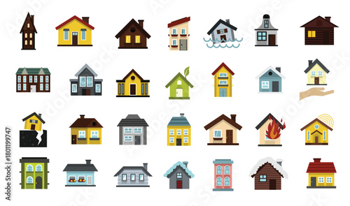 house icon set flat stylevector illustration
