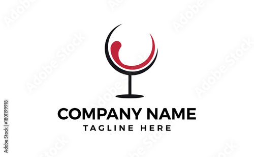 Minimalist wineglass logo design.