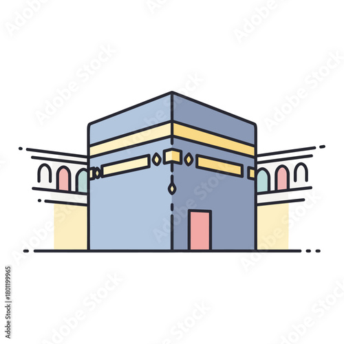Stylized Vector Illustration of the Holy Kaaba in Mecca.
