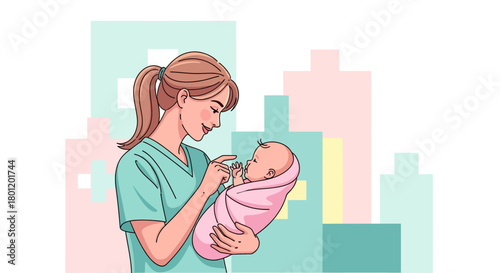 A Mother Holds Her Baby: A Tender Moment of Bonding and Parental Love Illustrated Perfectly