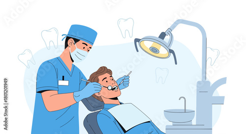 Dental Examination: A Dentist Performing a Checkup on a Patient for Dental Health
