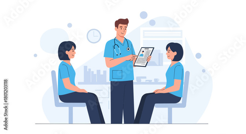 Medical Consultation Demonstrating Healthcare Information Between Doctor And Patients
