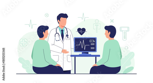 Medical Consultation Illustration Representing Healthcare Examination And Patient Wellness