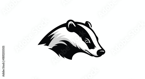 Striking Badger Head Mascot Illustration in Bold Black and White Style