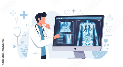 Medical Professional Examining Human Anatomy X-Rays for Diagnosis and Healthcare Solutions