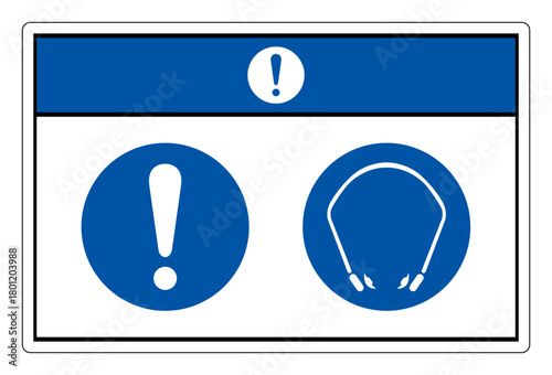 Notice Banded Ear Plug Symbol Sign ,Vector Illustration, Isolate On White Background Label.EPS10