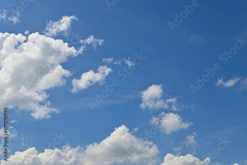 A beautiful cloudy vast sky summer landscape at the beach in Phuket, Thailand.