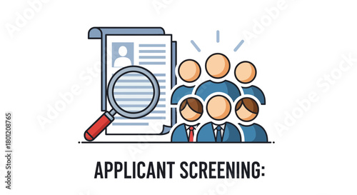 Applicant Screening Process with Resume and Candidates Review and Hiring Concept