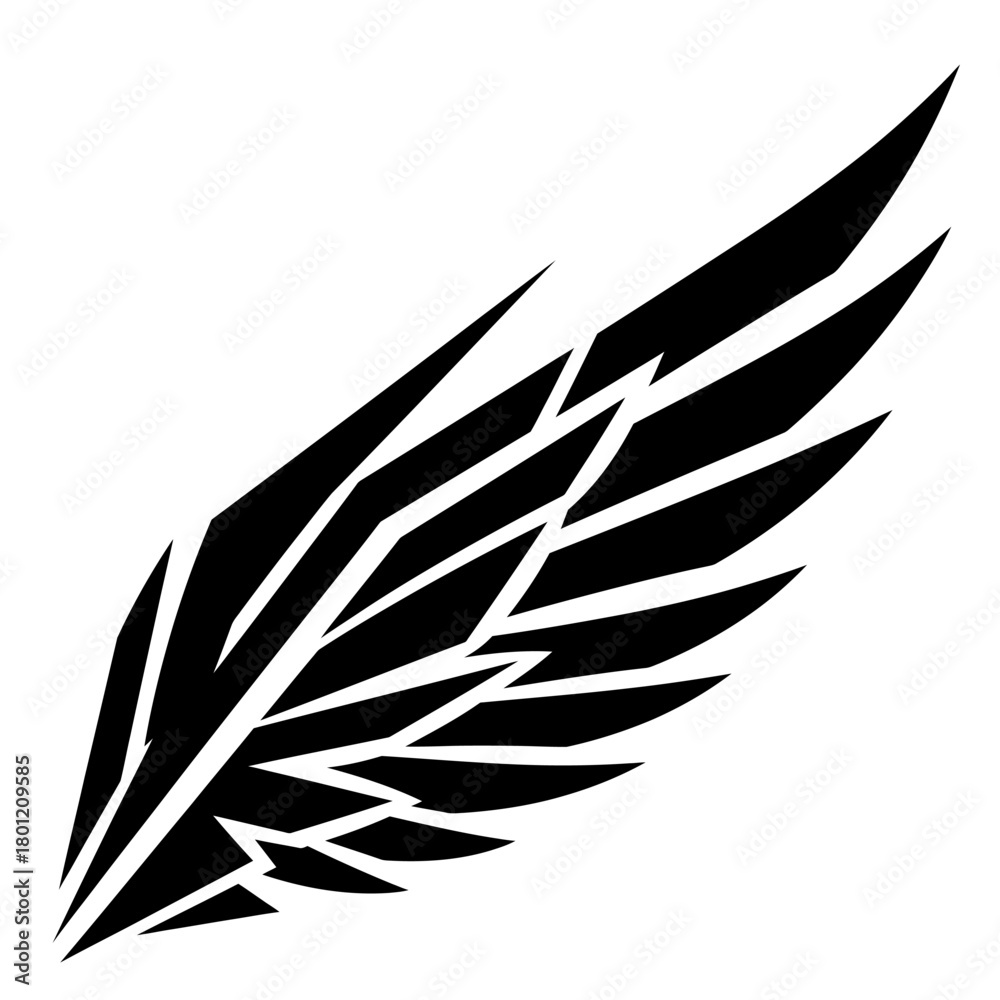 Fototapeta premium Black angel wing vector illustration graphic design for tattoo or logo design and creative projects