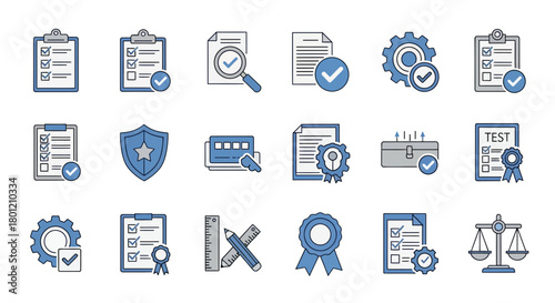 Diverse set of accreditation and approval icons, illustrating compliance and quality assurance