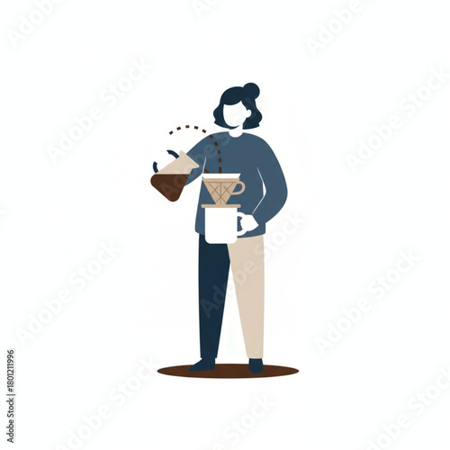 Professional woman taking a break and enjoying a cup of coffee in a modern office vector.