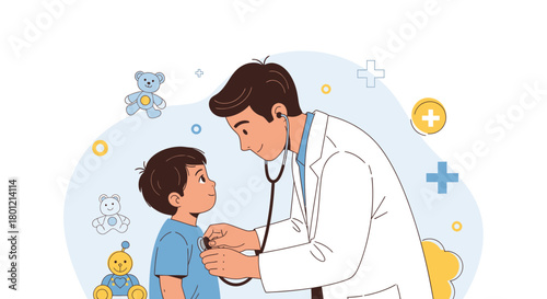 A Pediatrician Examines A Young Patient Using A Stethoscope In A Medical Setting