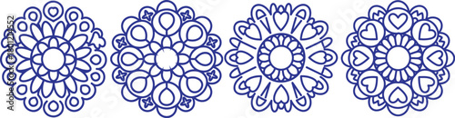 Blue floral heart mandala designs decorative