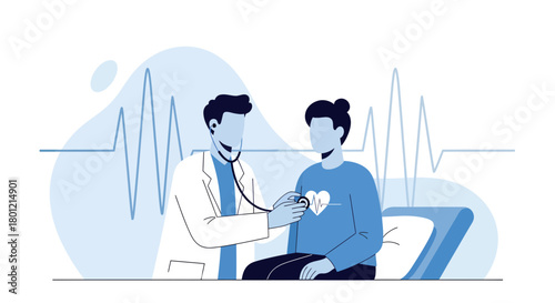 Medical Examination Illustrative Of Cardiology and Healthcare with Doctor and Patient