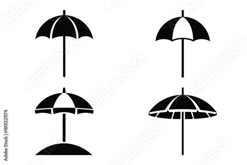 beach umbrella vector silhouette black icon
