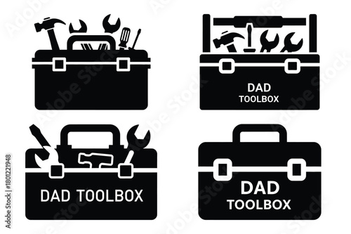 dad toolbox vector silhouette black icon