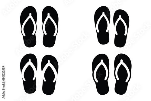 flip flops vector silhouette black icon