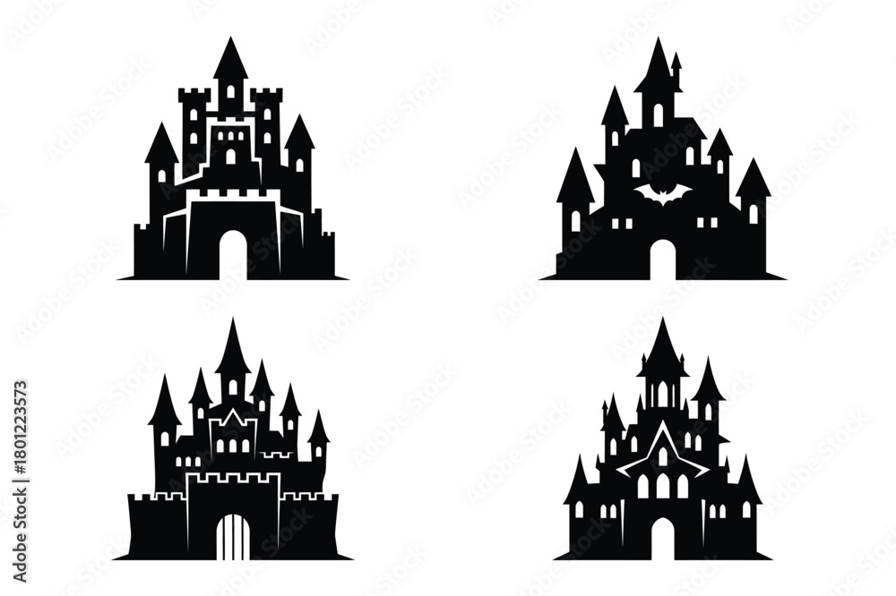 Fototapeta premium horror castle vector silhouette black icon