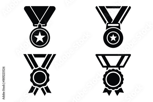 honor medal vector silhouette black icon