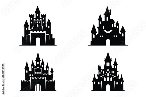 horror castle vector silhouette black icon