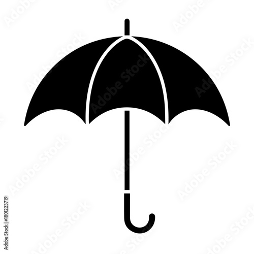 A solitary black umbrella against a stark white background symbolizing shelter from life s storms with a minimalist
