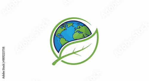 Global Earth and Leaf Emblem Symbolizing Environmental Awareness and Sustainability.