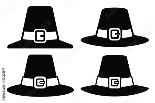 pilgrim hat vector silhouette black icon