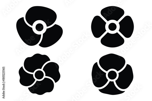 remembrance poppy vector silhouette black icon