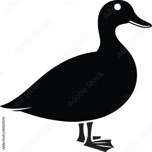 Silhouette of a Duck in Black and White