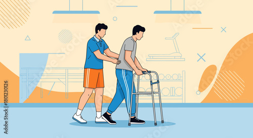 Patient's Rehabilitation Journey With Assisting Physiotherapist in Clinic For Better Health