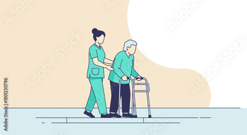 Elderly Support: A Nurse Assisting Senior's Mobility Using a Walker Device