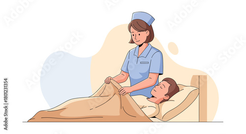 A Nurse Comforting A Patient, Showing Patient Care And Compassion In Hospital Bed Setting