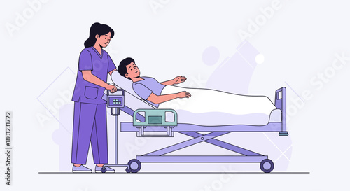 Caring Nurse Accompanies Patient in Hospital, Providing Comfort And Medical Attention