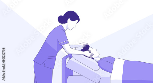 Caring Nurse Comforts Patient: A Touch of Compassion and Healthcare Illustration