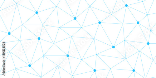 Blue network. futuristic connection technology background with dots and lines for desktop. Structure molecule and communication. Template for science and technology presentation, Vector illustration.	