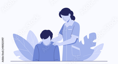 Compassionate Caregiver Comforting Person, Offering Support, Providing Encouragement and Assistance