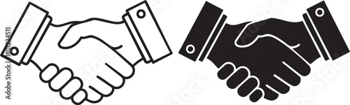 Handshake Icon Set Business Partnership Agreement Symbol Vector