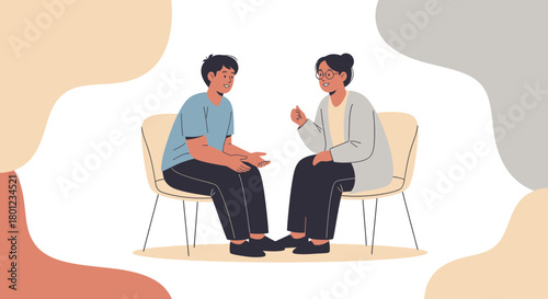Counseling Session Depicted By Illustration Illustrating Guidance and Mental Health Support