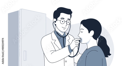 Doctor Checking a Patient Using a Stethoscope During a Medical Examination