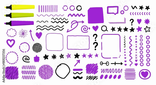 Hand-drawn doodle elements collection for graphic design and note-taking