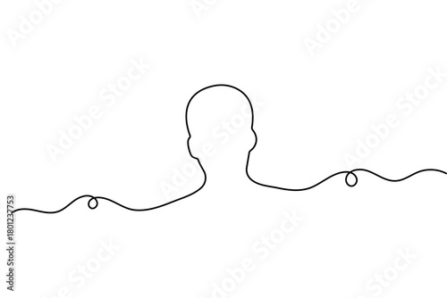 Man face profile in continuous one line drawing with minimalist style and simple outline vector illustration
