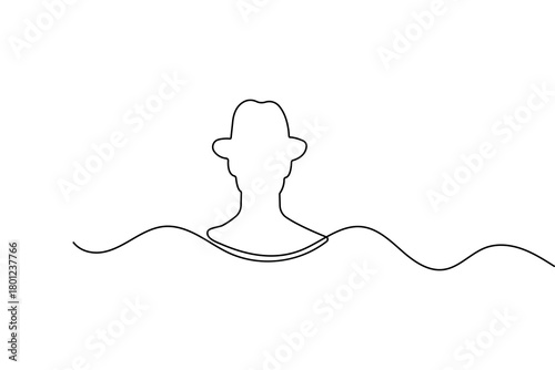 Minimalist man face profile created with continuous one line drawing and clean outline vector illustration
