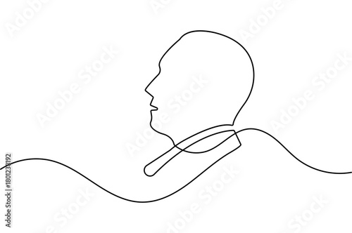 Man face profile in continuous one line drawing with minimalist style and simple outline vector illustration
