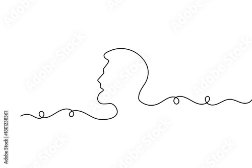 Man face profile in continuous one line drawing with minimalist style and simple outline vector illustration
